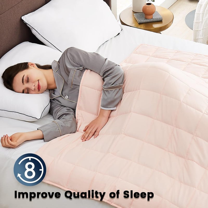 CuteKing Weighted Blanket for Adults(12lbs, 48"x72", Pink) Heavy Blanket for 110-130lbs, Weighted Blanket for Cooling & Heating with Premium Glass Beads, Soft Thick Blanket for Adult All-Season - Image 2
