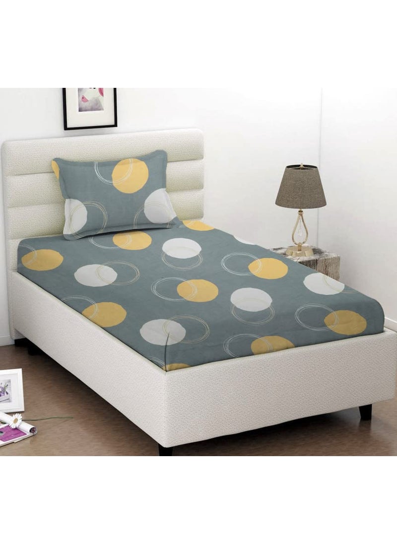 BSB HOME BSB HOME® Prime Collection 180 TC Cotton-Blend Single Size(90x60) Inch 1 Bedsheet with 1 Pillow Covers Single Bedsheet for Single Bed (Grey & White Polkadot)  - Image 1