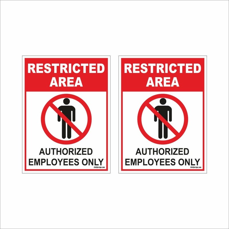 Clickforsign Restricted Area Authorized Employee Only Sign Board for walls and doors (Pack of 2) - Image 1