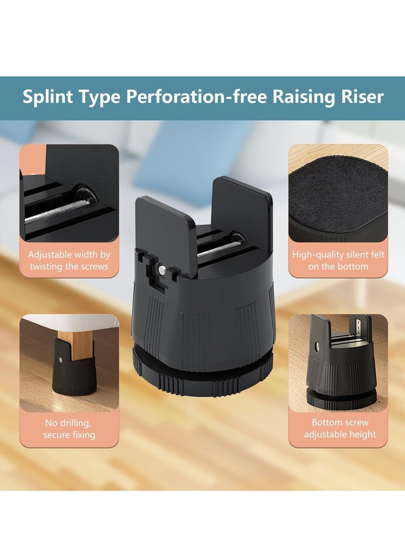 SYOSI Bed Furniture Risers, Chair Risers with Height Adjustable 2.36-3.15'', Suitable for Leg Diameter 0-1.97'' of Couches, Tables, Chairs, Bed Lifts Risers Support Up to 1500 Lbs (Black, 4 Pack)  - Image 3