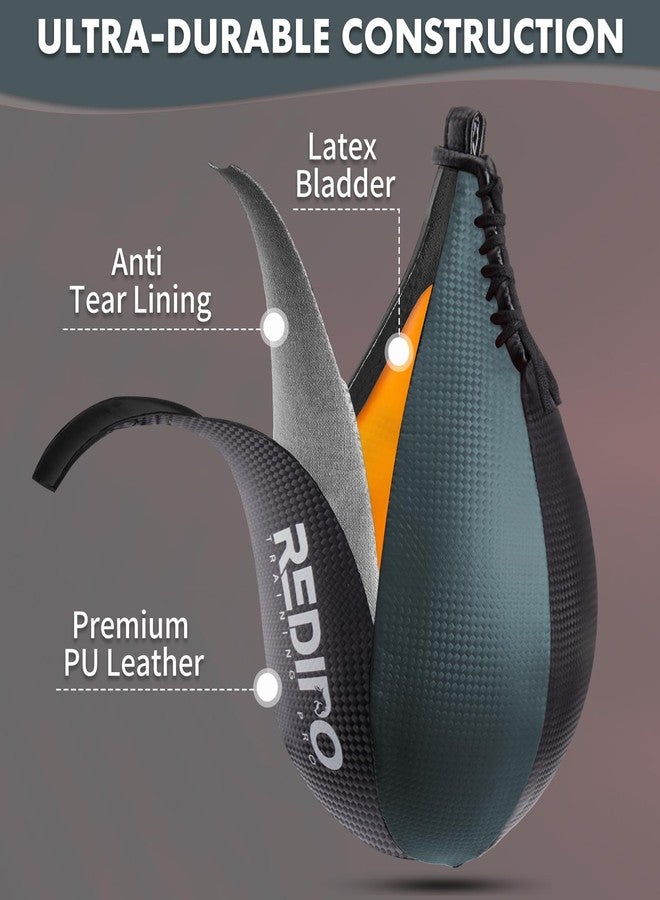 Redipo Boxing Speed Bag - PU Leather Speed Punching Bag for Boxing, MMA Training Speed Ball Reflex Ball Boxing Equipment, Punching Bag Workout Kicking Training Home Gym Exercise Speed Ball (Grey) - Image 3