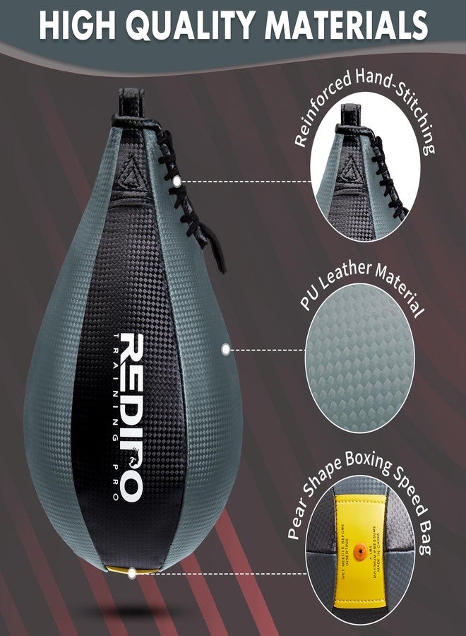 Redipo Boxing Speed Bag - PU Leather Speed Punching Bag for Boxing, MMA Training Speed Ball Reflex Ball Boxing Equipment, Punching Bag Workout Kicking Training Home Gym Exercise Speed Ball (Grey) - Image 4