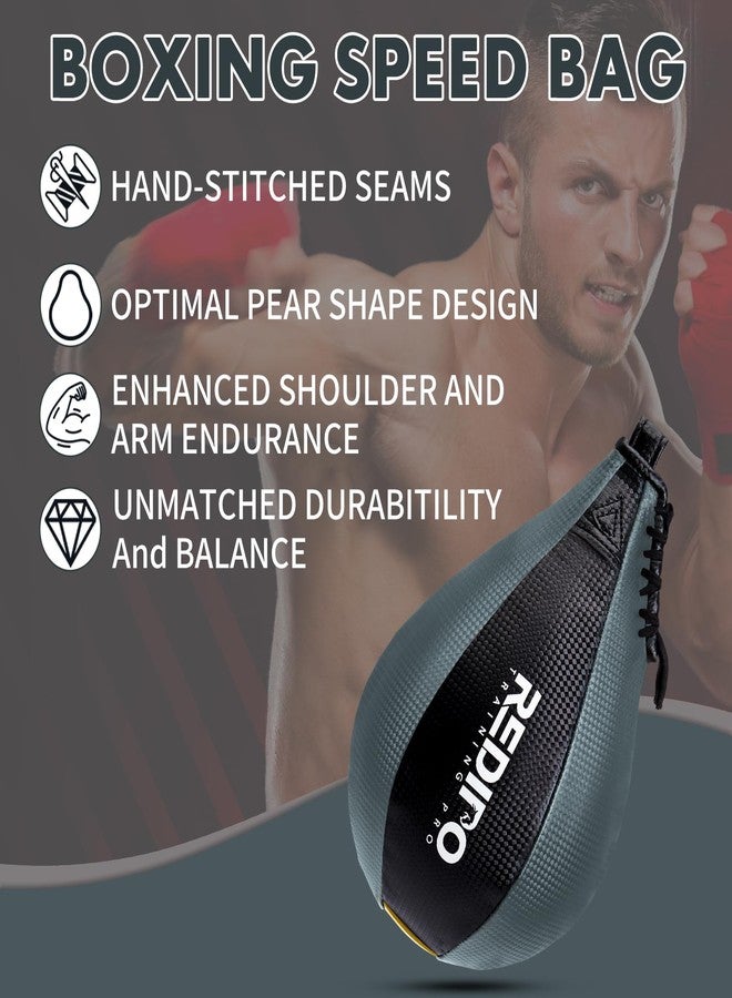 Redipo Boxing Speed Bag - PU Leather Speed Punching Bag for Boxing, MMA Training Speed Ball Reflex Ball Boxing Equipment, Punching Bag Workout Kicking Training Home Gym Exercise Speed Ball (Grey) - Image 5