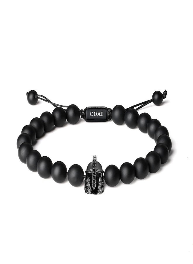 COAI Hand Braided Nylon Cord Matte Onyx Spartan Bracelet for Men - Image 1