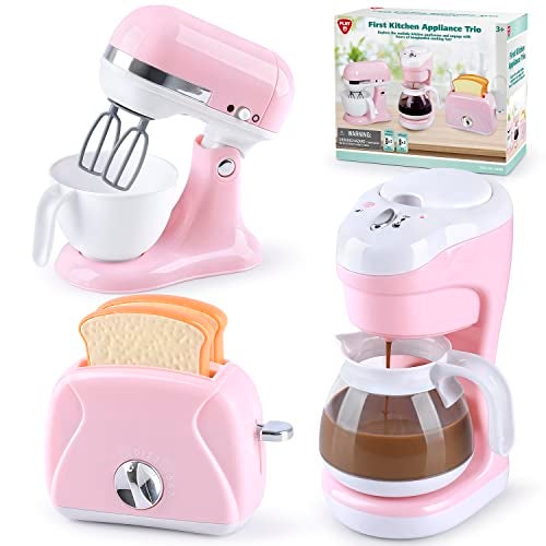 PLAY Kitchen Appliances Toys Kids Play Kitchen Accessories Set Pretend Kitchen Toys for Kids Ages 48 Coffee Maker Mixer Toaster with Realistic Lights  Sounds Gift for Girls Ages 3 - Image 1