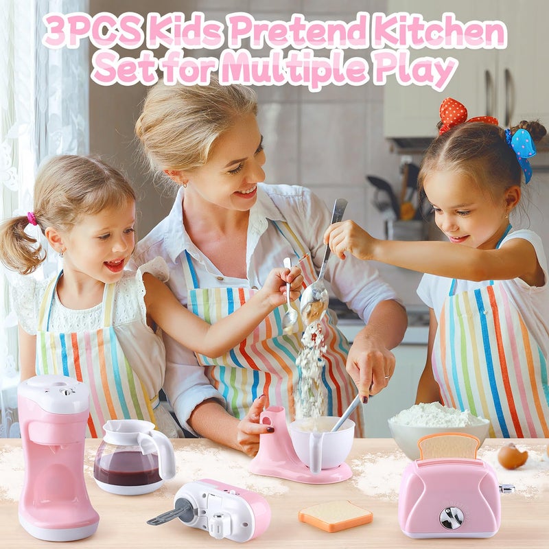 PLAY Kitchen Appliances Toys Kids Play Kitchen Accessories Set Pretend Kitchen Toys for Kids Ages 48 Coffee Maker Mixer Toaster with Realistic Lights  Sounds Gift for Girls Ages 3 - Image 3