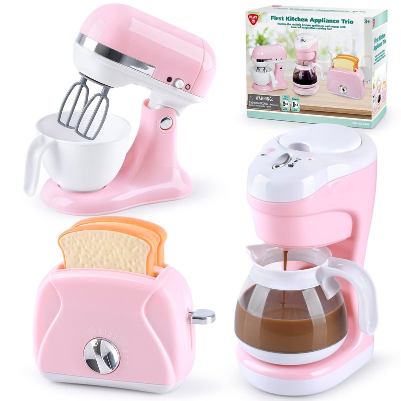 PLAY Kitchen Appliances Toys Kids Play Kitchen Accessories Set Pretend Kitchen Toys for Kids Ages 48 Coffee Maker Mixer Toaster with Realistic Lights  Sounds Gift for Girls Ages 3 - Image 2