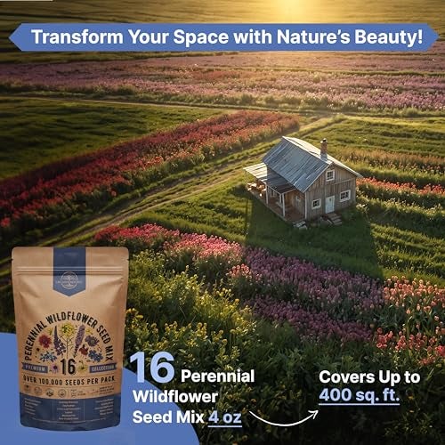 Organo Republic 16 Perennial Wildflower Seeds Mix for Indoor & Outdoors. 100,000+ Non-GMO, Heirloom Wildflower Garden Seeds, 4oz Packet for Growing Wild Flowers to Attract Bees, Butterflies & Birds - Image 4