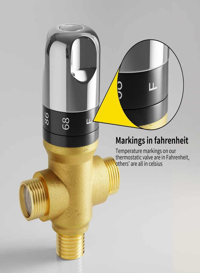 FUGO Thermostatic Mixing Valve, 1/2 NPT Solid Brass Temperature Control Valve - Image 3