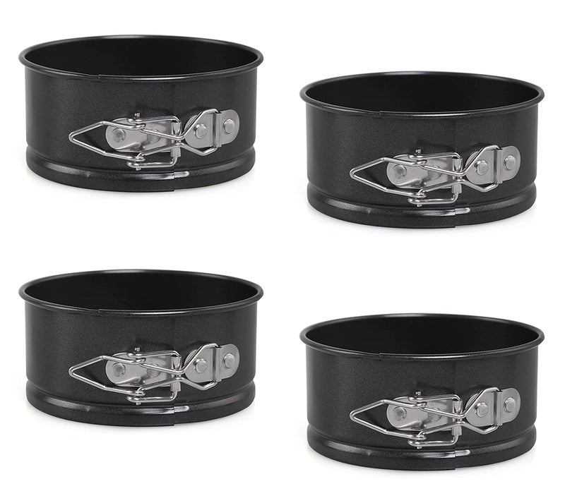 xocome Mini Cake Tins Round Set 4 Inch Springform Cake Pan with Removable Bottom NonStick Coating for Cheesecakes Pie and Quiches 4 Pieces