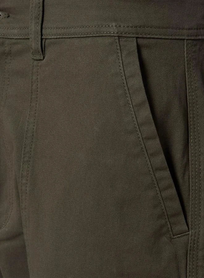 Splash FAV GREEN Smart Regular Fit Twill Cargo Trousers for Men | Best Price UAE