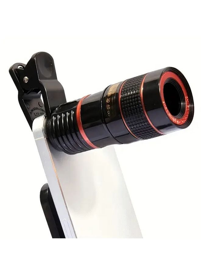 Black 8X HD Optical Zoom Lens for Mobile Phone Stargazing Outdoor Adventures - Image 1