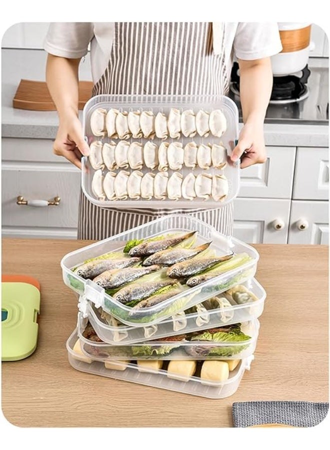 DUNISO 4-Layer Fridge Food Storage Containers, Stackable Fridge Freezer Crisper Storage Box,  Dumpling Storage Box,with Lid and Handle,Sealed Freshness Preservation,for Snack, Vegetables, Meat, Fish - Image 4
