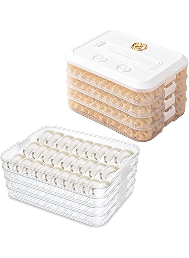 DUNISO 4-Layer Fridge Food Storage Containers, Stackable Fridge Freezer Crisper Storage Box,  Dumpling Storage Box,with Lid and Handle,Sealed Freshness Preservation,for Snack, Vegetables, Meat, Fish - Image 2