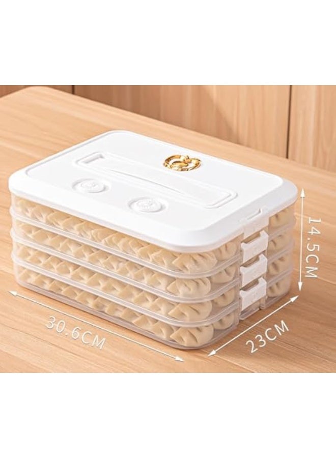 DUNISO 4-Layer Fridge Food Storage Containers, Stackable Fridge Freezer Crisper Storage Box,  Dumpling Storage Box,with Lid and Handle,Sealed Freshness Preservation,for Snack, Vegetables, Meat, Fish - Image 3