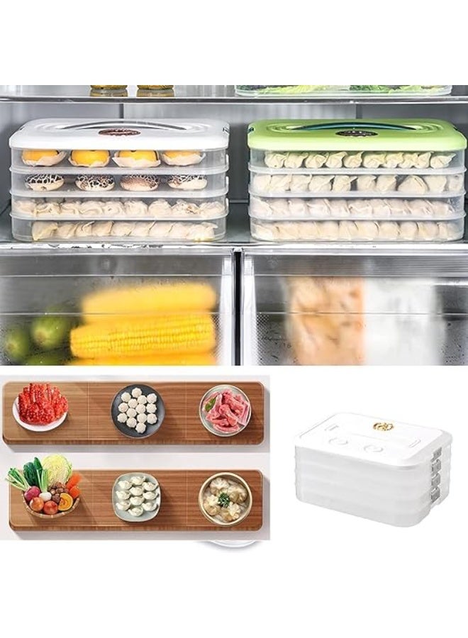 DUNISO 4-Layer Fridge Food Storage Containers, Stackable Fridge Freezer Crisper Storage Box,  Dumpling Storage Box,with Lid and Handle,Sealed Freshness Preservation,for Snack, Vegetables, Meat, Fish - Image 5