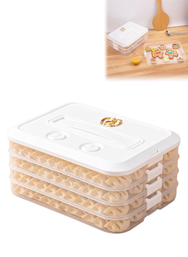 DUNISO 4-Layer Fridge Food Storage Containers, Stackable Fridge Freezer Crisper Storage Box,  Dumpling Storage Box,with Lid and Handle,Sealed Freshness Preservation,for Snack, Vegetables, Meat, Fish - Image 1