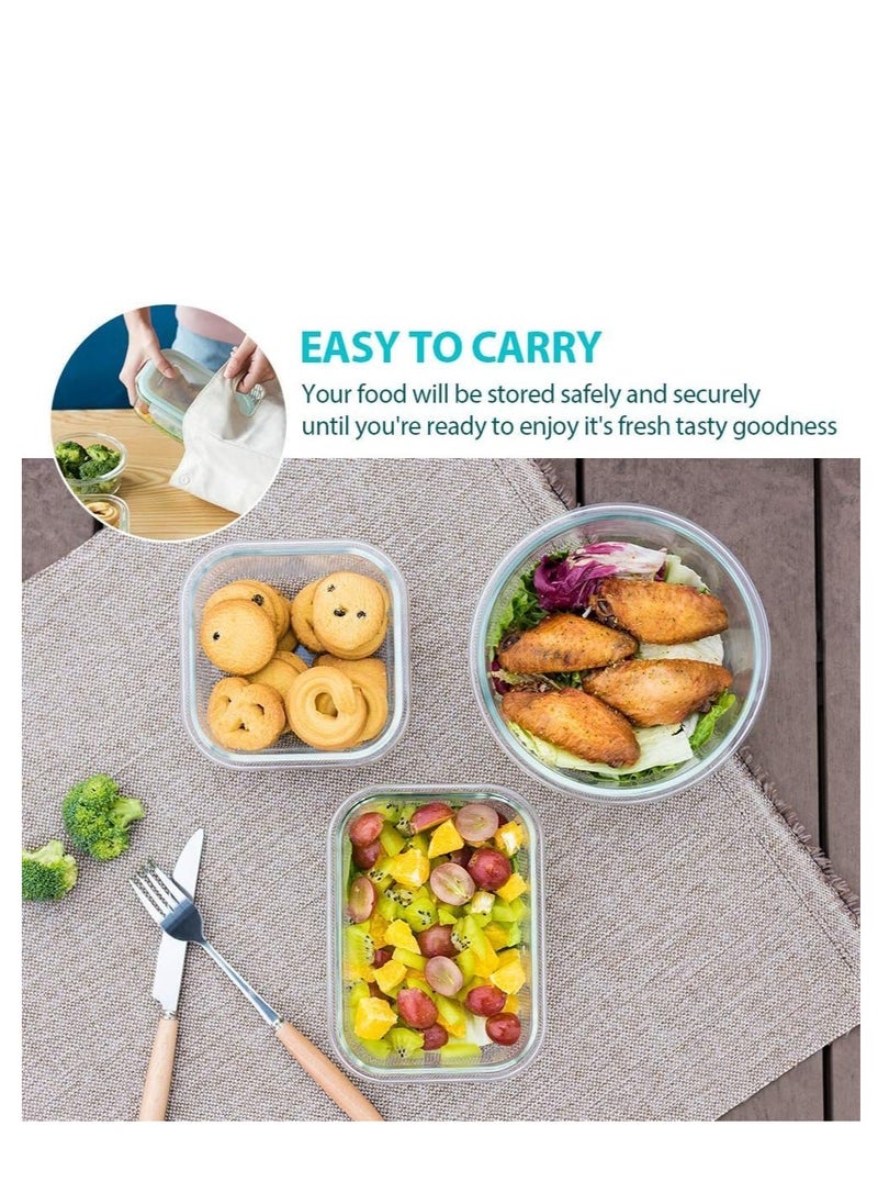 TYCOM Glass Meal Prep Containers (3 pcs Square) - Glass Food Storage Containers with Lids, Glass Lunch Box, Portion Control, Airtight, Glass Bento Box Lunch Containers- 3P Square Blue  - Image 4