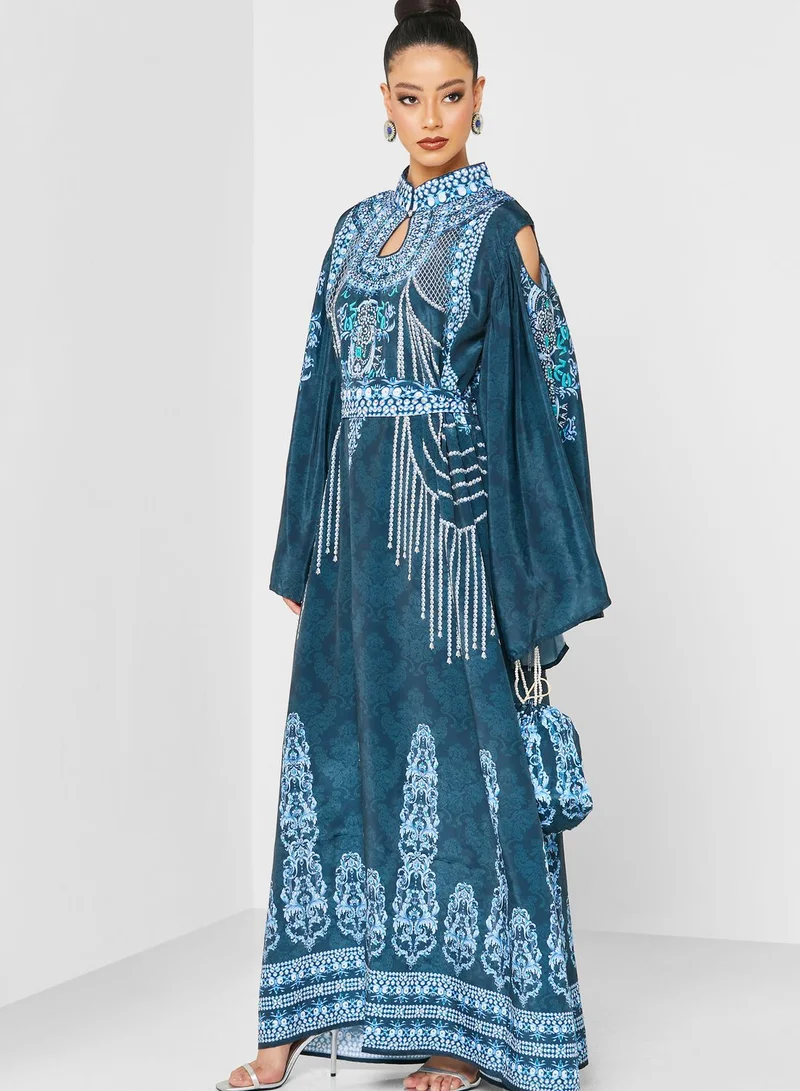 ARABIAN CLOSET Printed Jalabiya With Pouch