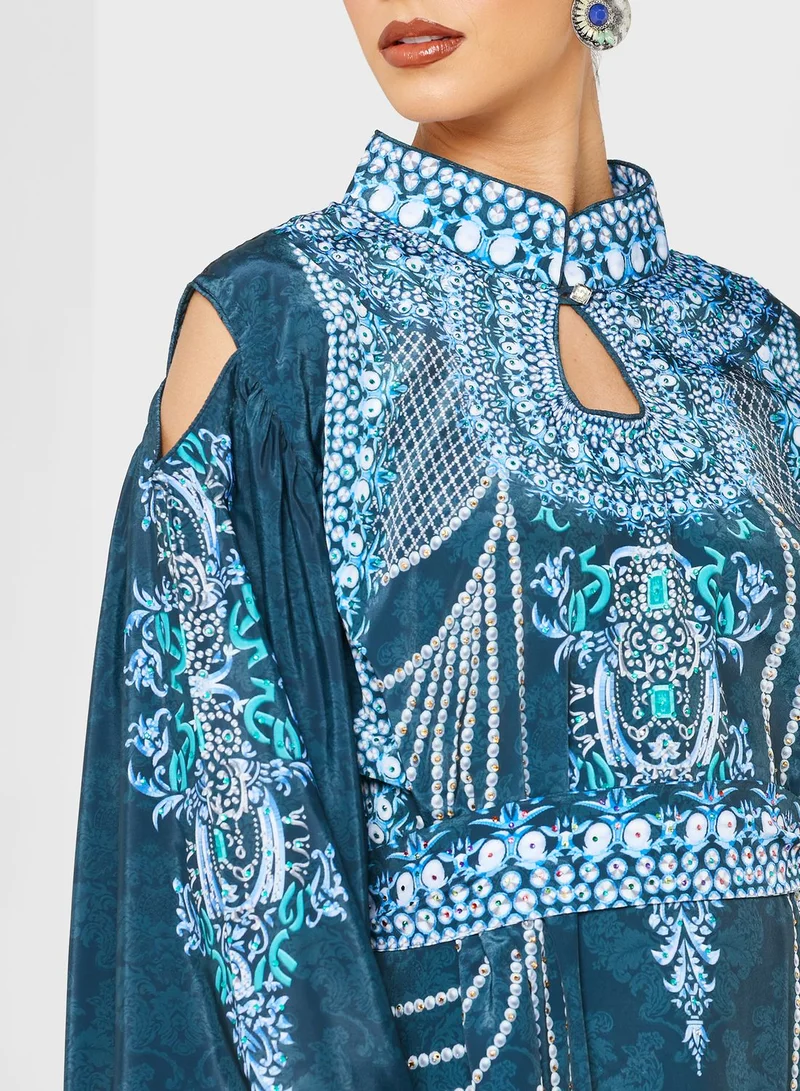 ARABIAN CLOSET Printed Jalabiya With Pouch