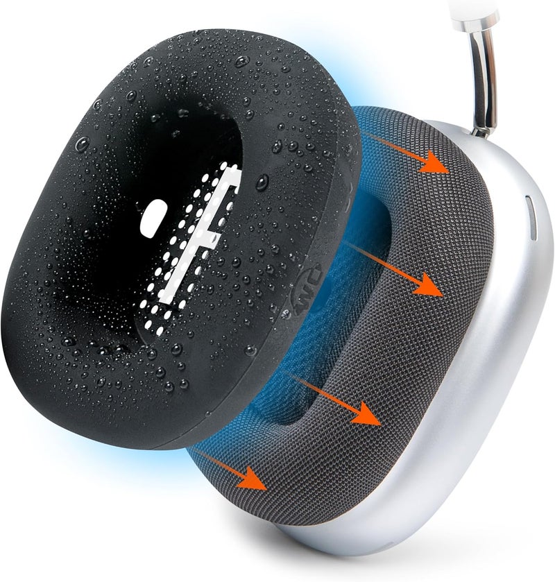 WC SweatZ Max - Protective Earpad Covers for Airpods Max Made by Wicked Cushions | Sweatproof & Easily Washable | Full Earpad Sweat Protection | Black - Image 1
