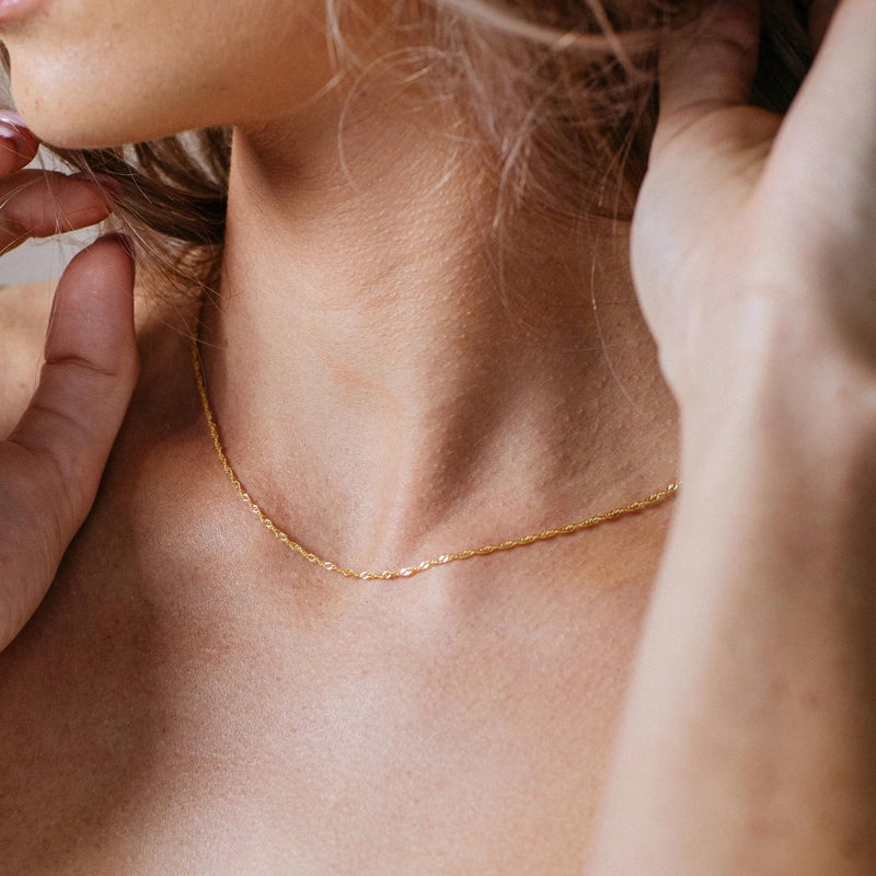 BAYLAY Gold Chain for Women - 18K Gold Plated Chain Necklace Woman Dainty Gold Necklace for Women Non Tarnish Gold Necklace Gold Chain Gold Jewelry Gifts Size 18 inch - Image 4