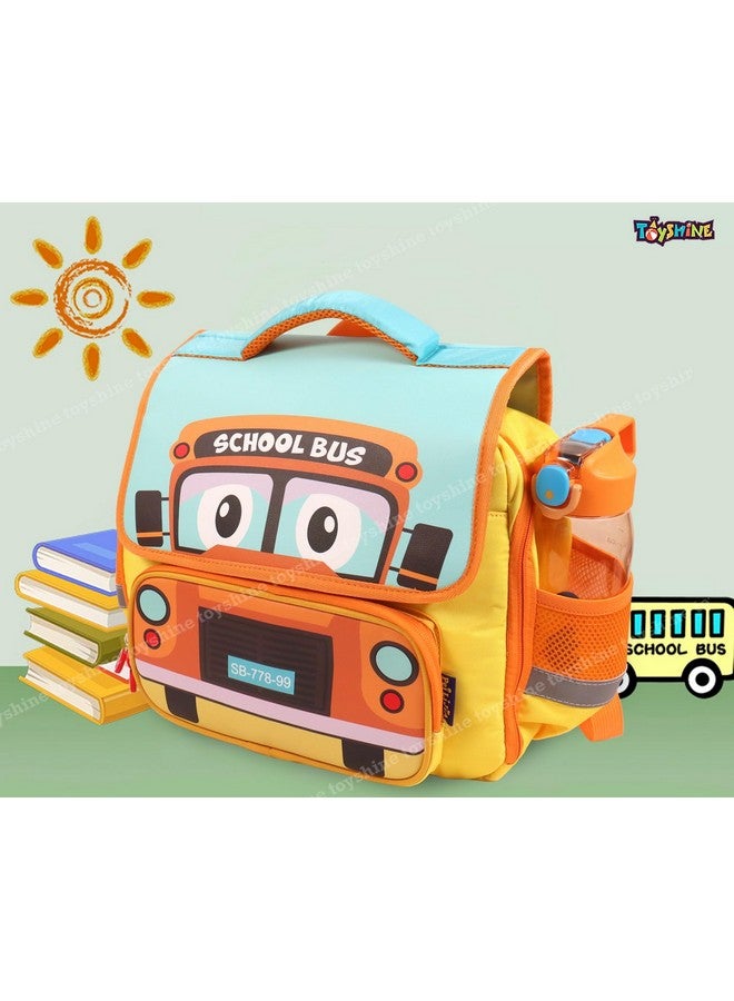 توي شاين حقيبة ظهر مستطيلة الشكل بتصميم حافلة مدرسية لطيفة من Toyshine للأطفال في سن ما قبل المدرسة | رياض الأطفال | KG-1 | KG-2 | حقيبة سفر للنزهة المدرسية للأطفال من سن 2 إلى 7 سنوات (أصفر) - Image 4
