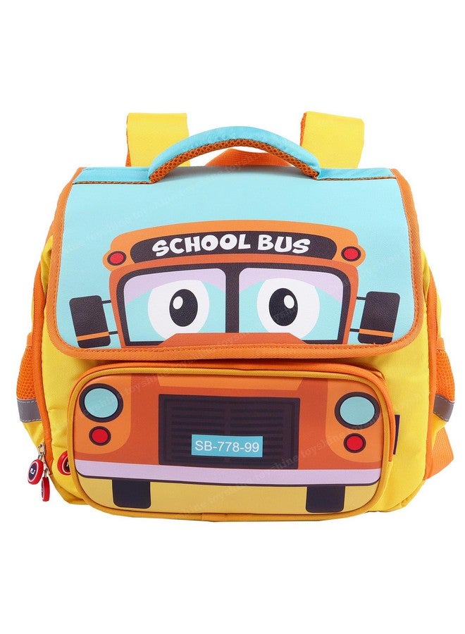 توي شاين حقيبة ظهر مستطيلة الشكل بتصميم حافلة مدرسية لطيفة من Toyshine للأطفال في سن ما قبل المدرسة | رياض الأطفال | KG-1 | KG-2 | حقيبة سفر للنزهة المدرسية للأطفال من سن 2 إلى 7 سنوات (أصفر) - Image 1