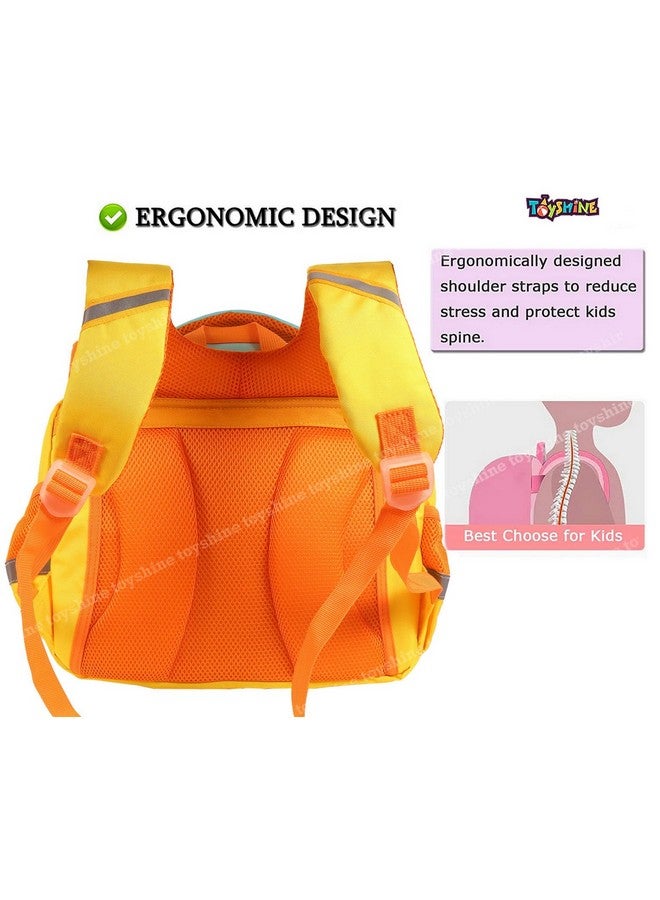 توي شاين حقيبة ظهر مستطيلة الشكل بتصميم حافلة مدرسية لطيفة من Toyshine للأطفال في سن ما قبل المدرسة | رياض الأطفال | KG-1 | KG-2 | حقيبة سفر للنزهة المدرسية للأطفال من سن 2 إلى 7 سنوات (أصفر) - Image 3