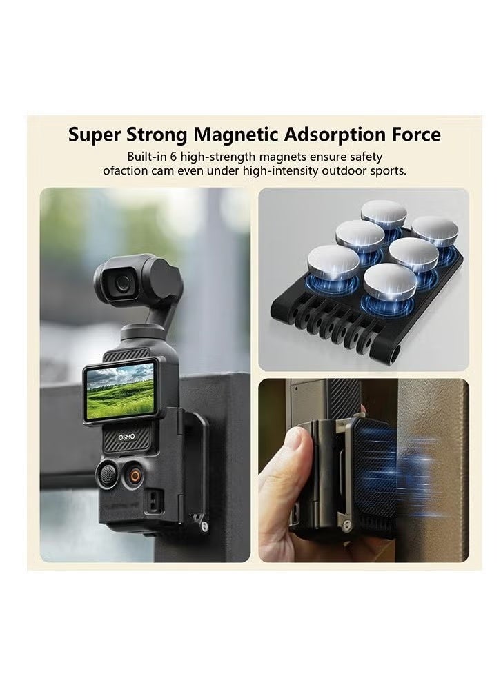 سني لايف حامل مغناطيسي لكاميرا DJI Osmo Pocket 3، إطار حماية Pocket3، حوامل ثلاثية وأحادية، قاعدة مغناطيسية قابلة للتعديل، محول توسيع ملحقات Pocket3، للاستخدام على سطح المكتب أو الأسطح العمودية، قابل للتعديل، أسود - Image 4
