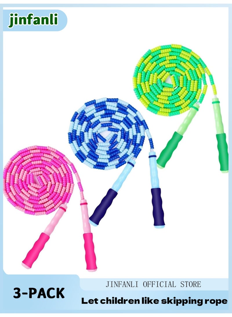 JINFANLI Children's skipping rope, soft beaded skipping rope, adjustable length, tangle-free, segmented soft beaded skipping rope, suitable for women, men and children for fitness, exercise and weight loss - Image 1