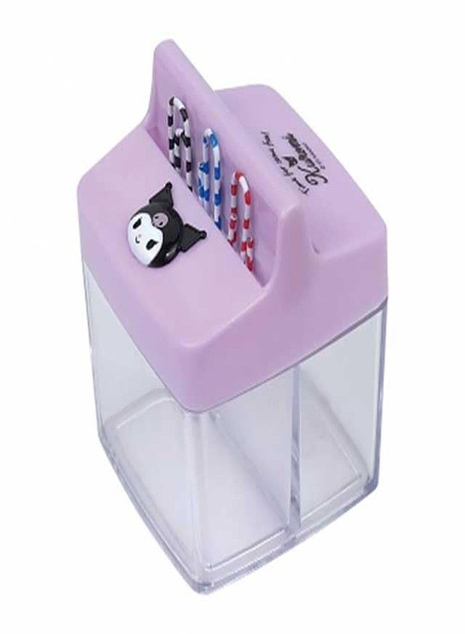 LENITH Cute Animal Faced Kuromi Paper Clip Dispenser Magnetic Lid Boxes with 6 Paper Clips Black Rabbit Purple Case - Image 1