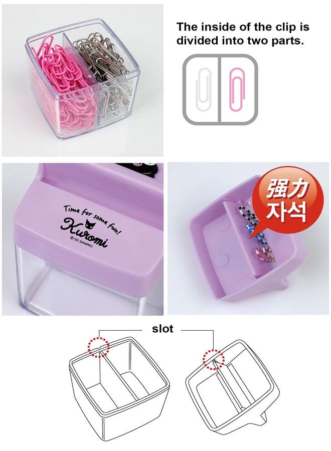 LENITH Cute Animal Faced Kuromi Paper Clip Dispenser Magnetic Lid Boxes with 6 Paper Clips Black Rabbit Purple Case - Image 3
