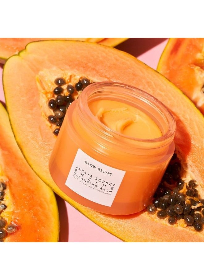 GLOW RECIPE Papaya Sorbet Enzyme Cleansing Balm - Facial Exfoliator + Smoothing Makeup Remover - Skin Resurfacing Face Cleanser with Papaya Seed Oil, Blueberry Extract & Apricot Kernel Oil (100ml)  - Image 3