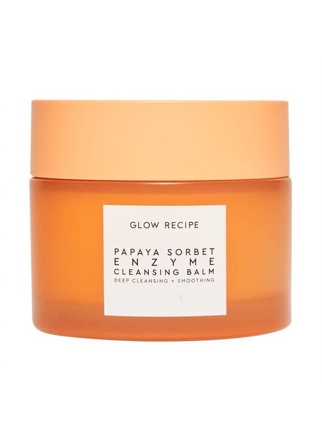 GLOW RECIPE Papaya Sorbet Enzyme Cleansing Balm - Facial Exfoliator + Smoothing Makeup Remover - Skin Resurfacing Face Cleanser with Papaya Seed Oil, Blueberry Extract & Apricot Kernel Oil (100ml)  - Image 1
