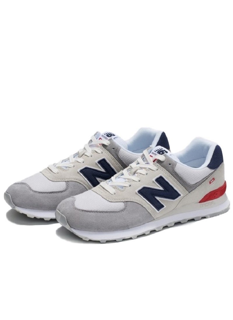 New Balance - 574 Classic Causal Colorblock Sneakers Grey/White/Blue/Red - Image 1