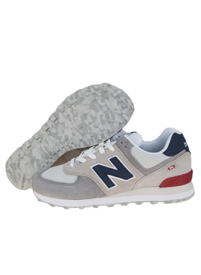 New Balance - 574 Classic Causal Colorblock Sneakers Grey/White/Blue/Red - Image 1