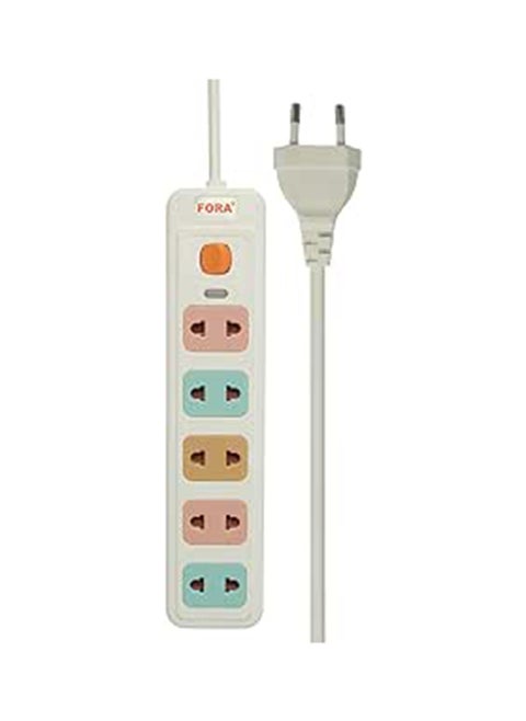 For A Power Plug With 5 Outlets White