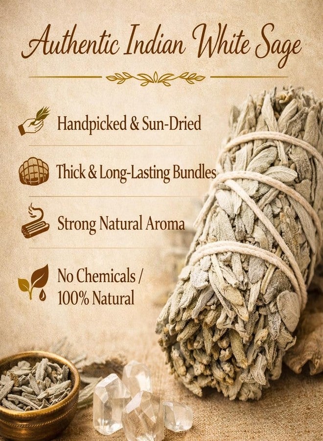 Aromatika Indian White Sage Bundle Smudging Sticks 4 Inches (Pack of 2) Natural Sage for Home Purification, Smudge Rituals, Removes Negative Energy, Spiritual Healing & Promotes Relaxation - Image 4