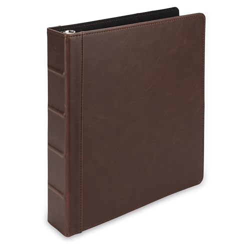 Samsill Vintage Leather Binder, 1.5 Inch Round Ring (Holds 325 Sheets), Letter Size 8.5x11 Documents, Professional Organizer Portfolio, Planner, No Zipper, Brown - Image 1