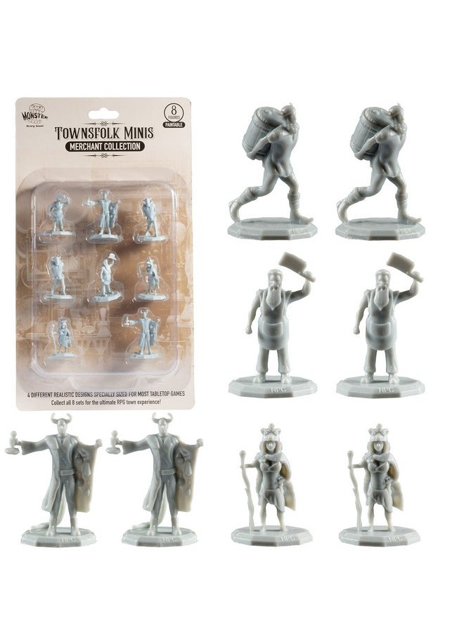 Monster Protectors Monster Townsfolk Mini Fantasy Figures 8Pc Merchant Non Player Character Npc Miniatures 1" Hexsized Compatible With Dnd Dungeons And Dragons Pathfinder And All Rpg Tabletop Games  - Image 3