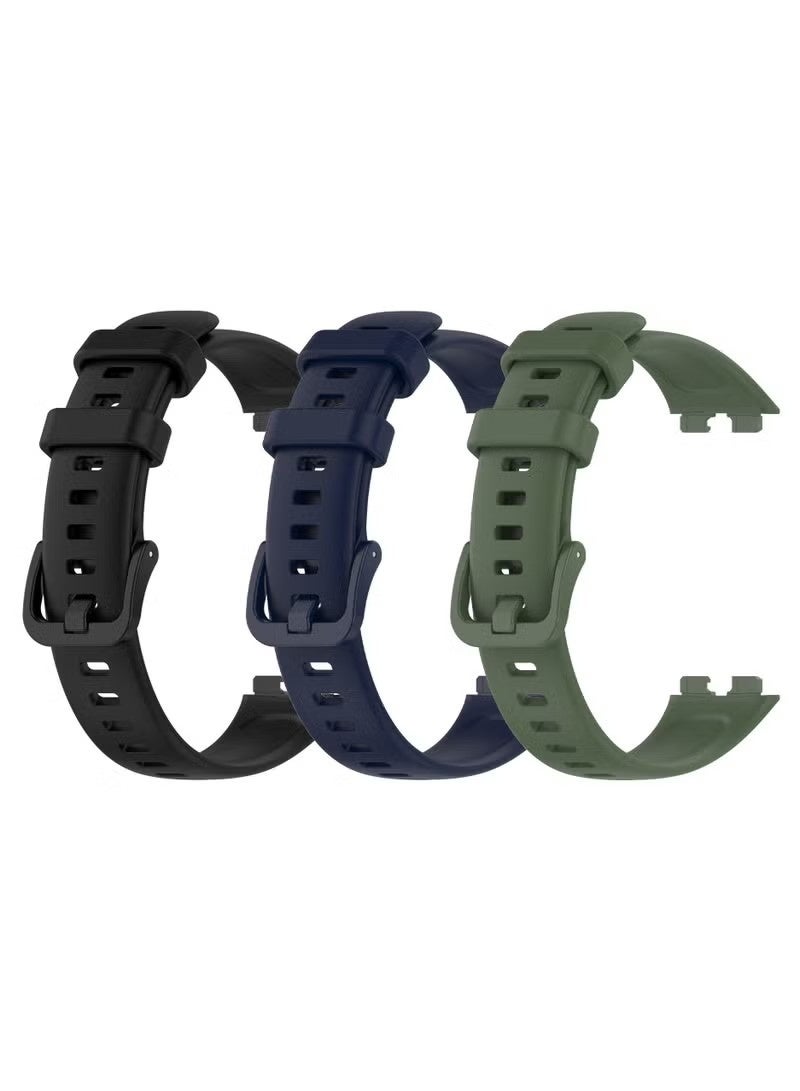 3 Pcs Silicone Strap Suitable for Huawei Band 10/9/8 Watchband Replacement Bracelet (Black+Blue+Green) - Image 1