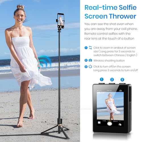 XSMNER Universal Real-Time Back Camera Monitor for iPhone & Android, Vlog Selfie Monitor Screen for iPhone, No App Needed, 1080P HD Screen for Live Streaming TikTok YouTube - Image 3