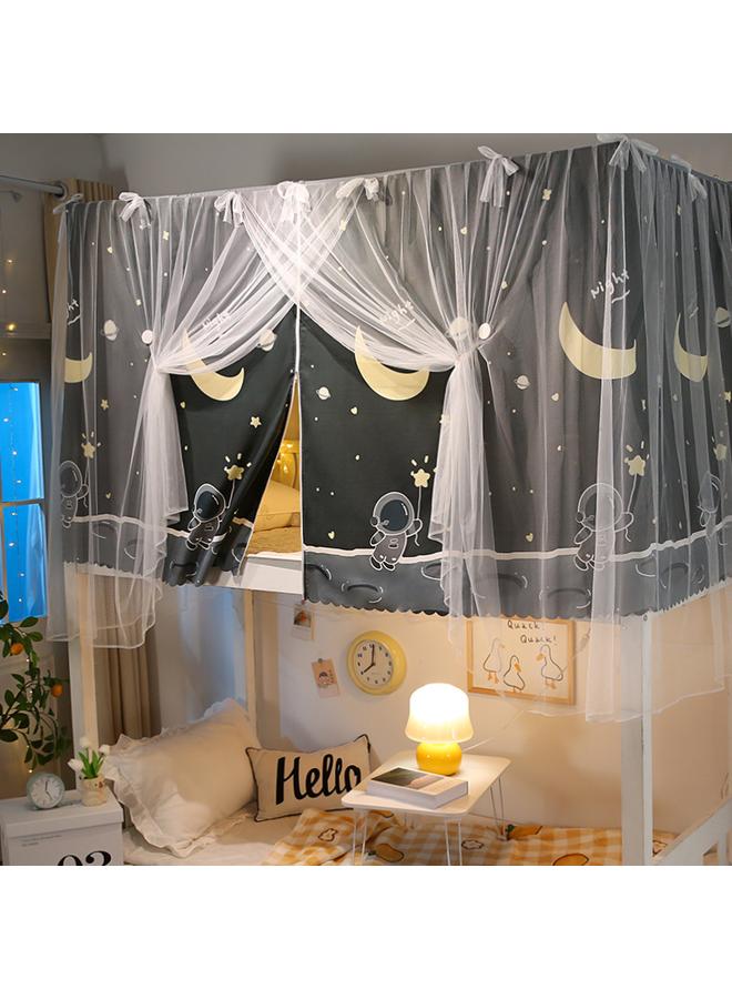 Bluejw Zippered Shading Bed Curtain Mosquito Net Integrated Upper And Lower Sleeping Cartoon Curtain For Dormitory Student Dormitory - Image 1