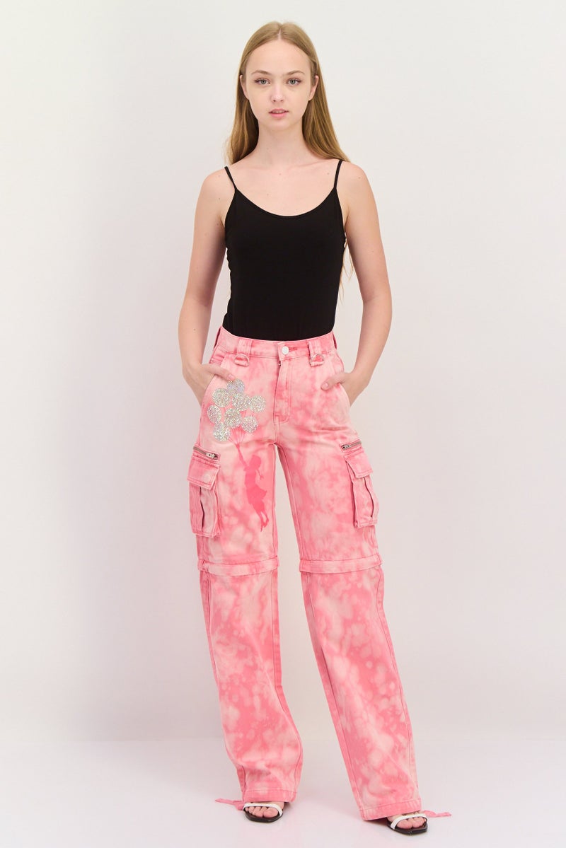 GUESS Guess x Brandalised Women Regular Fit Embellished Tie Dye Cargo Pants, Multicolor  - Image 2