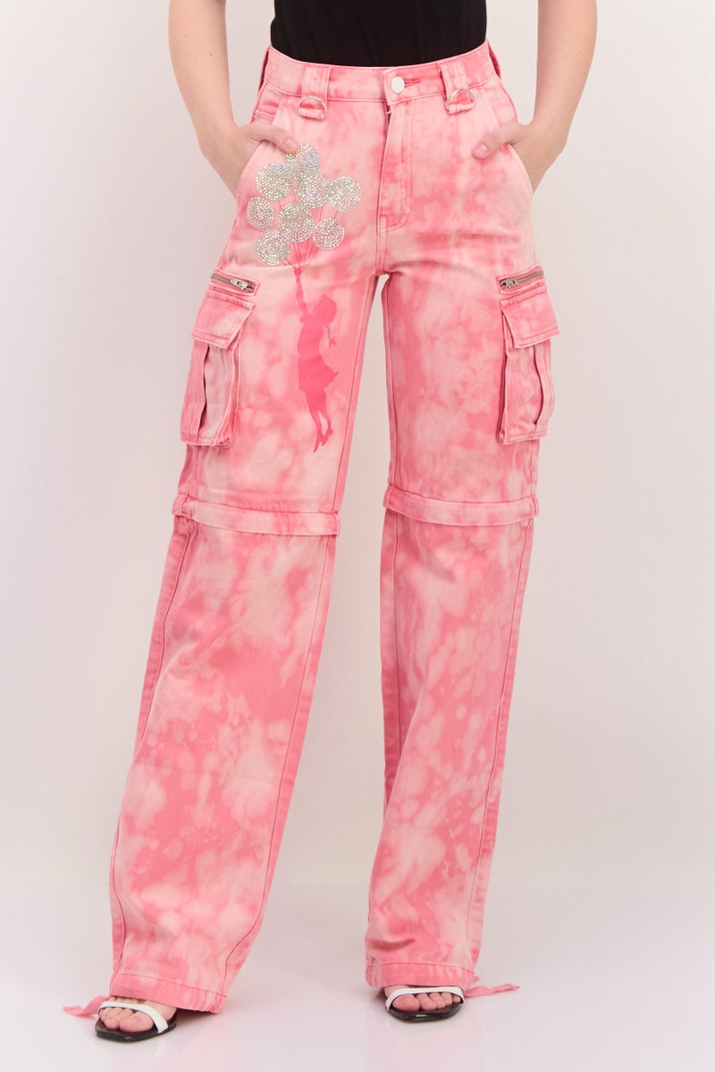 GUESS Guess x Brandalised Women Regular Fit Embellished Tie Dye Cargo Pants, Multicolor  - Image 1