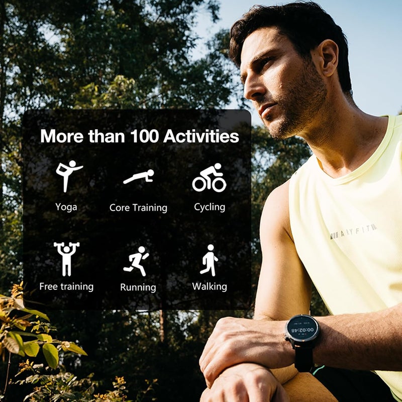 AGM Military Smartwatch for Men & Women, 46mm Rugged Design, 5ATM Waterproof, GPS, Compass, Altimeter, 1.43" AMOLED, Bluetooth Calls, 100+ Sports Modes, Heart Rate & Sleep Tracker - Image 2