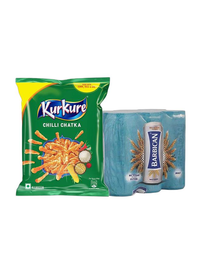 noon Kurkure Chilli Chatka 72grams + Barbican Malt Beverage, Can, 250ml X 6 Pack of 6 - Image 1