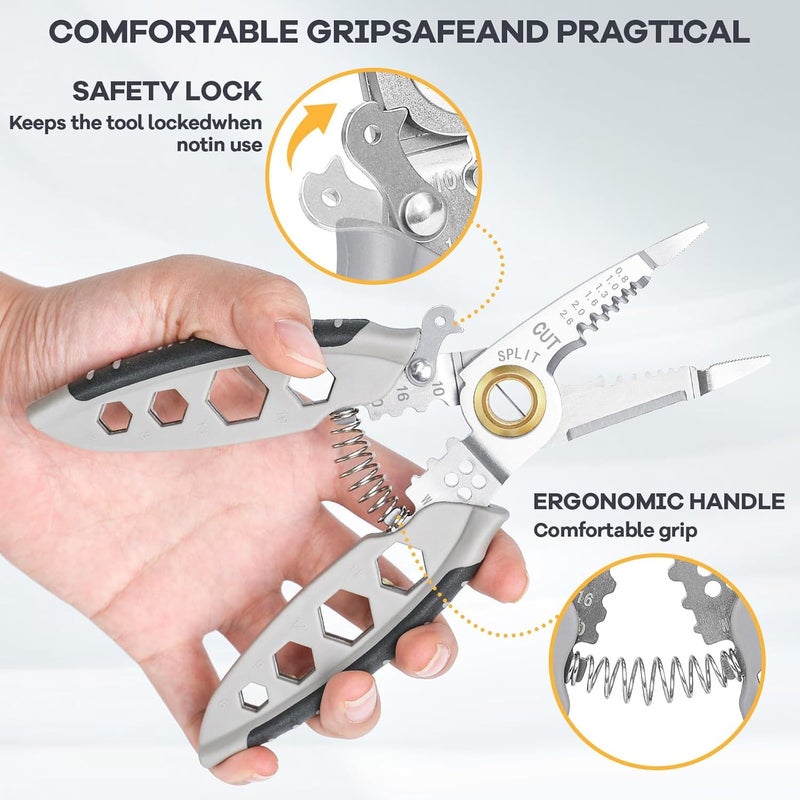 A AND S Tools AS TOOLS SHOP Wire Stripper Tool 7Inch Multipurpose Wire Stripper Handheld 16 In 1 Stainless Steel Wire Strippers Wire Cutter Wire Crimping Tool for Electricians - Image 3