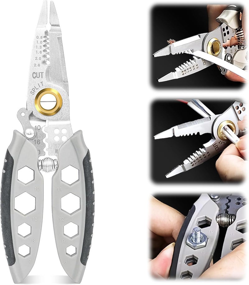 A AND S Tools AS TOOLS SHOP Wire Stripper Tool 7Inch Multipurpose Wire Stripper Handheld 16 In 1 Stainless Steel Wire Strippers Wire Cutter Wire Crimping Tool for Electricians - Image 2